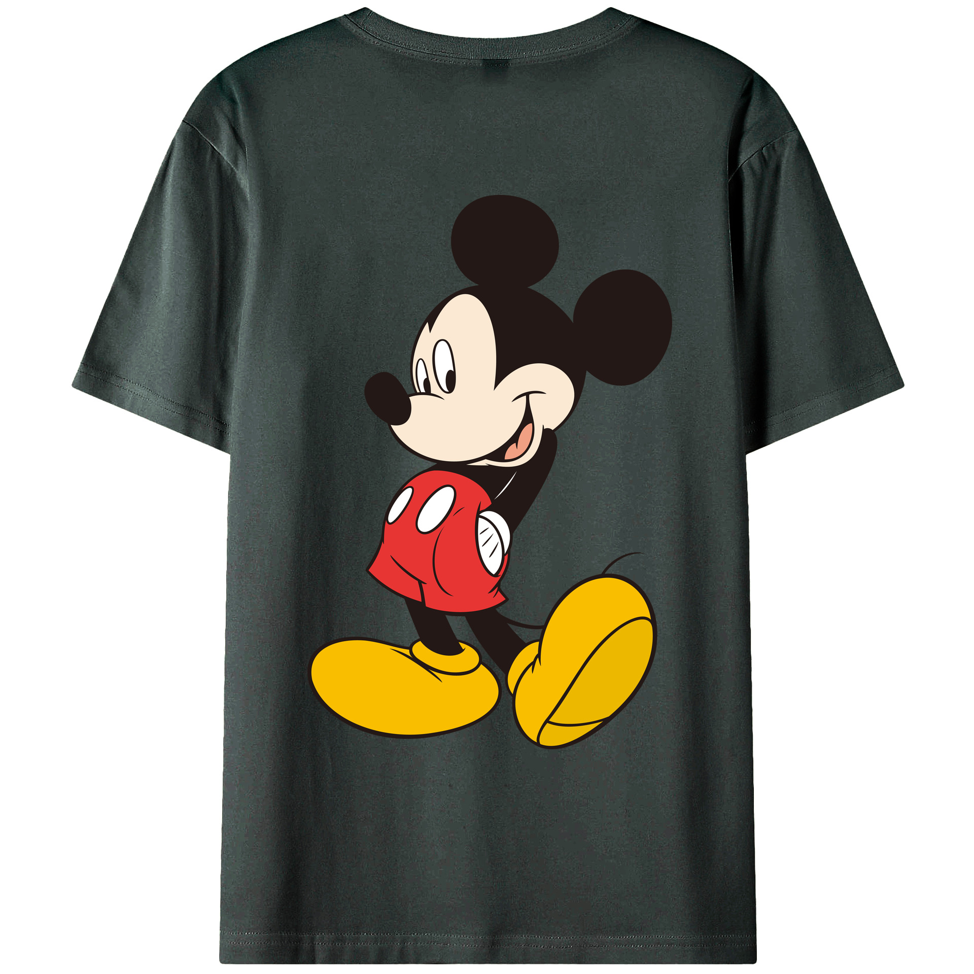 ミッキーマウス Mickey Mouse 綿100％ メンズ半袖Tシャツ（バックプリント） 通気性